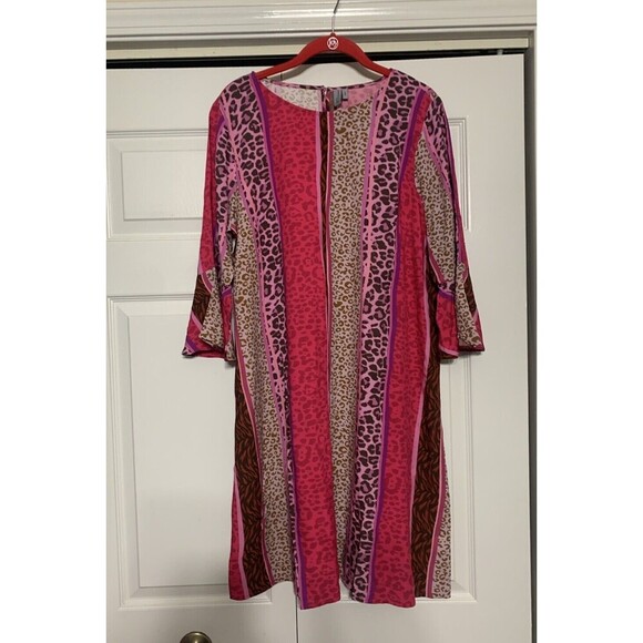 Anthropologie Blank London Pink Animal Print Shift Dress Size Large Boho - Picture 1 of 7